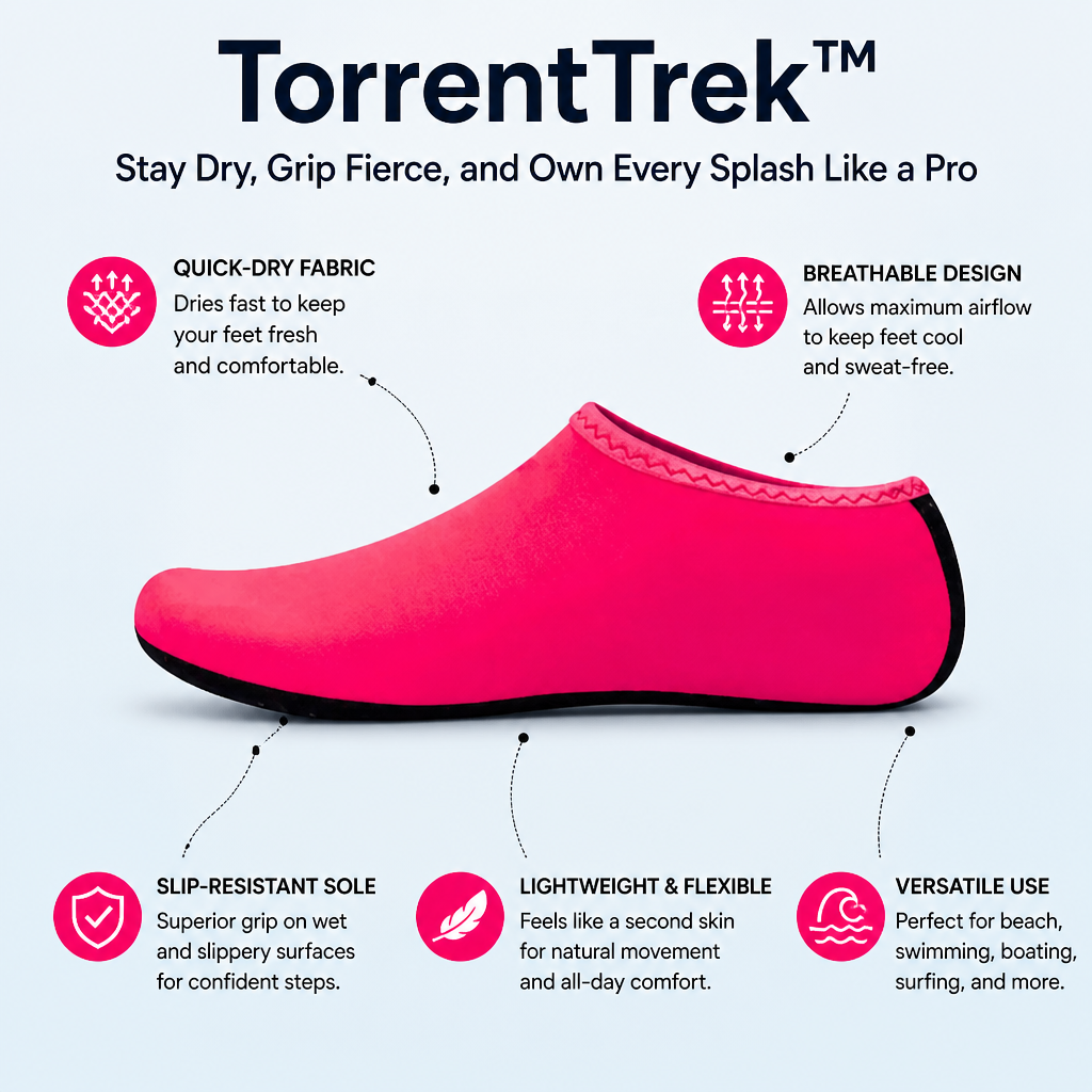 TorrentTrek™ — Slip On, Grip Wet Rock, and Skip the Soggy Sneakers