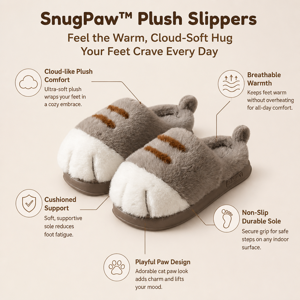 SnugPaw™ Plush Slippers — Feel the Warm, Cloud-Soft Hug Your Feet Crave Every Day