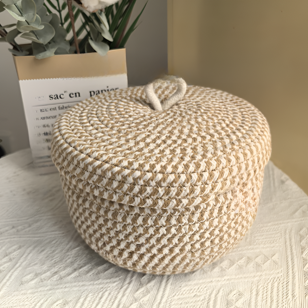Handwoven Storage Basket | Round Woven Basket | Boho Style | CasaWeave