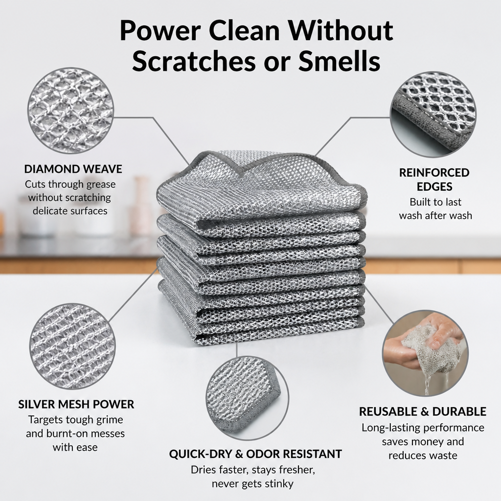 EverDazzle™ Scrubber Cloths — Power Clean Your Kitchen Without a Single Scratch or Smell