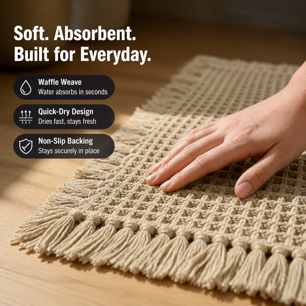 AquaSilk™ Waffle Bath Mat — Step onto Instant Dryness and Cozy Safety Every Time