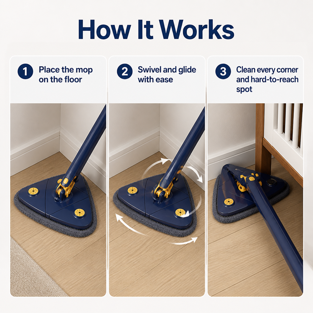 AquaSculpt™ Mop — Clean Every Corner Without Backbreaking Effort or Missed Spots