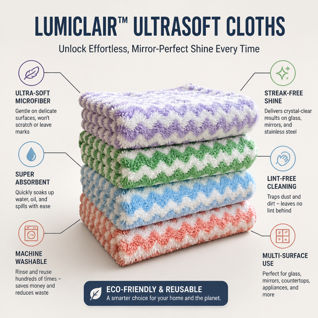 LumiClair™ Ultrasoft Cloths — Unlock Effortless, Mirror-Perfect Shine Every Time