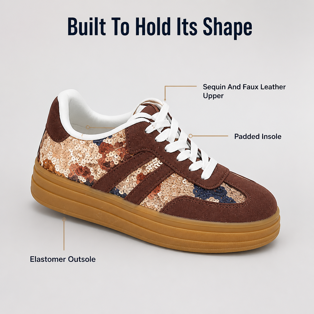 RadianceStride™ Brown Sneakers — Ignite Your Style with Unmatched Comfort and Subtle Glamour
