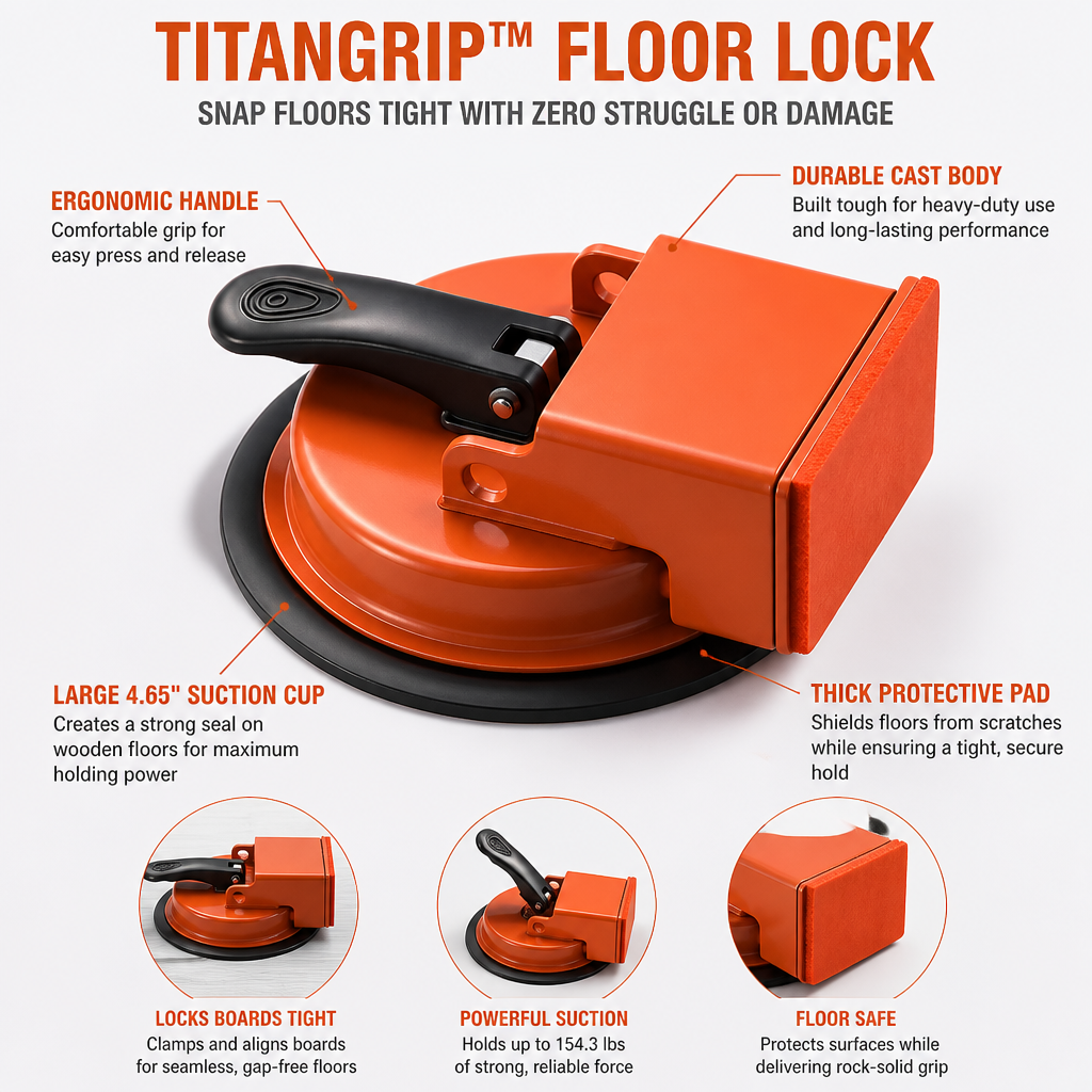 TitanGrip™ Floor Lock — Snap Floors Tight with Zero Struggle or Damage