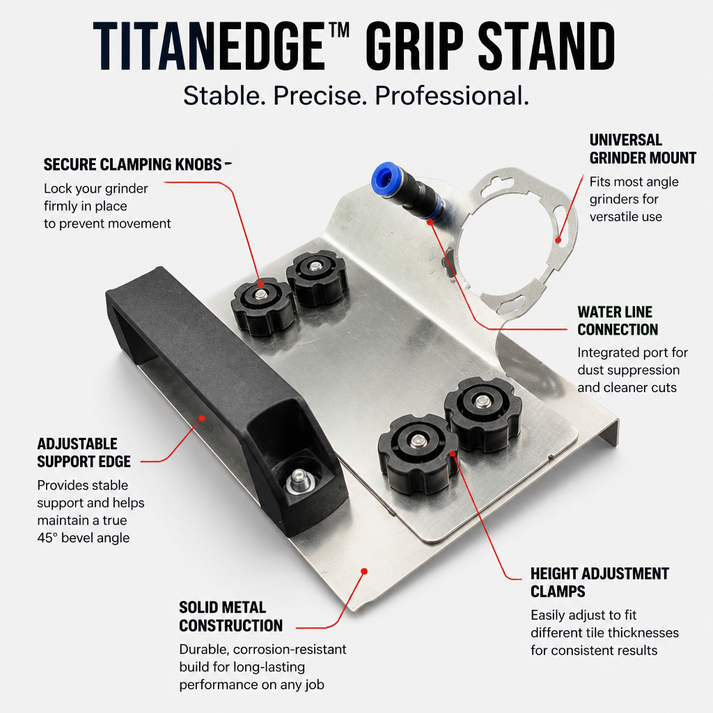 TitanEdge™ Grip Stand — Master Perfect, Rock-Solid 45° Tile Edges Like a Pro Every Time