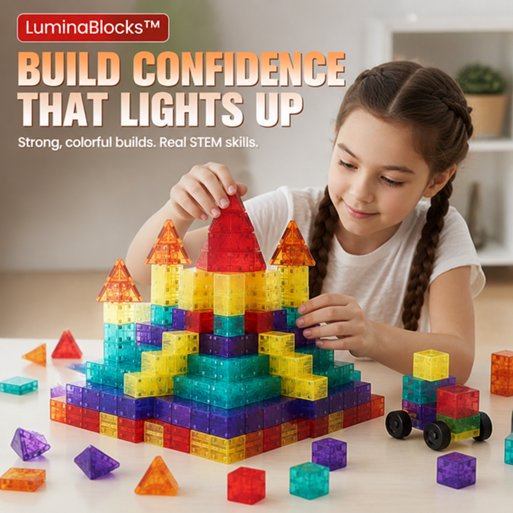 LuminaBlocks™ — Ignite Your Child’s Confidence with Every Strong, Colorful Build
