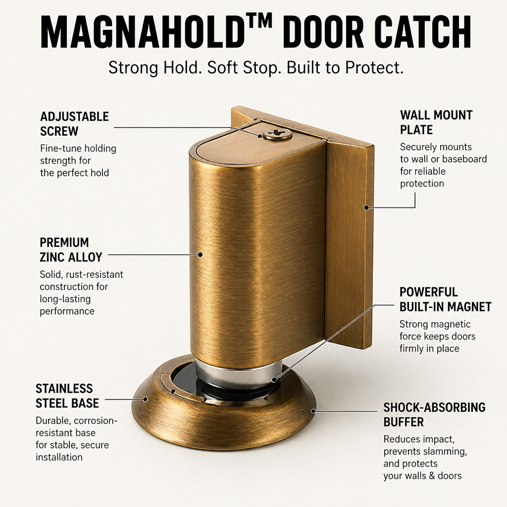 MagnaHold™ — Stop Door Slams and Protect Your Home with Silent, Ironclad Control