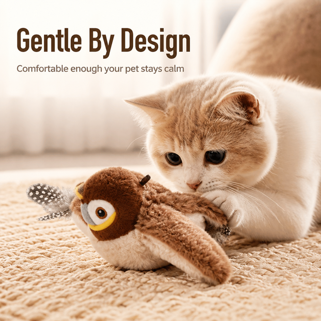 Touch-Activated Chirping Plush Cat Toy (Indoor)