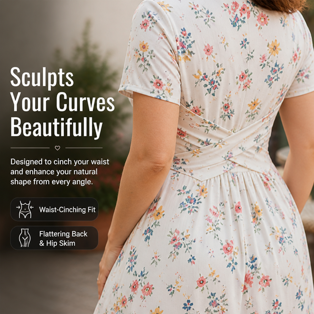 VivaLuxe™ Floral Twist Dress — Sculpt Your Curves and Radiate Confidence All Day Long