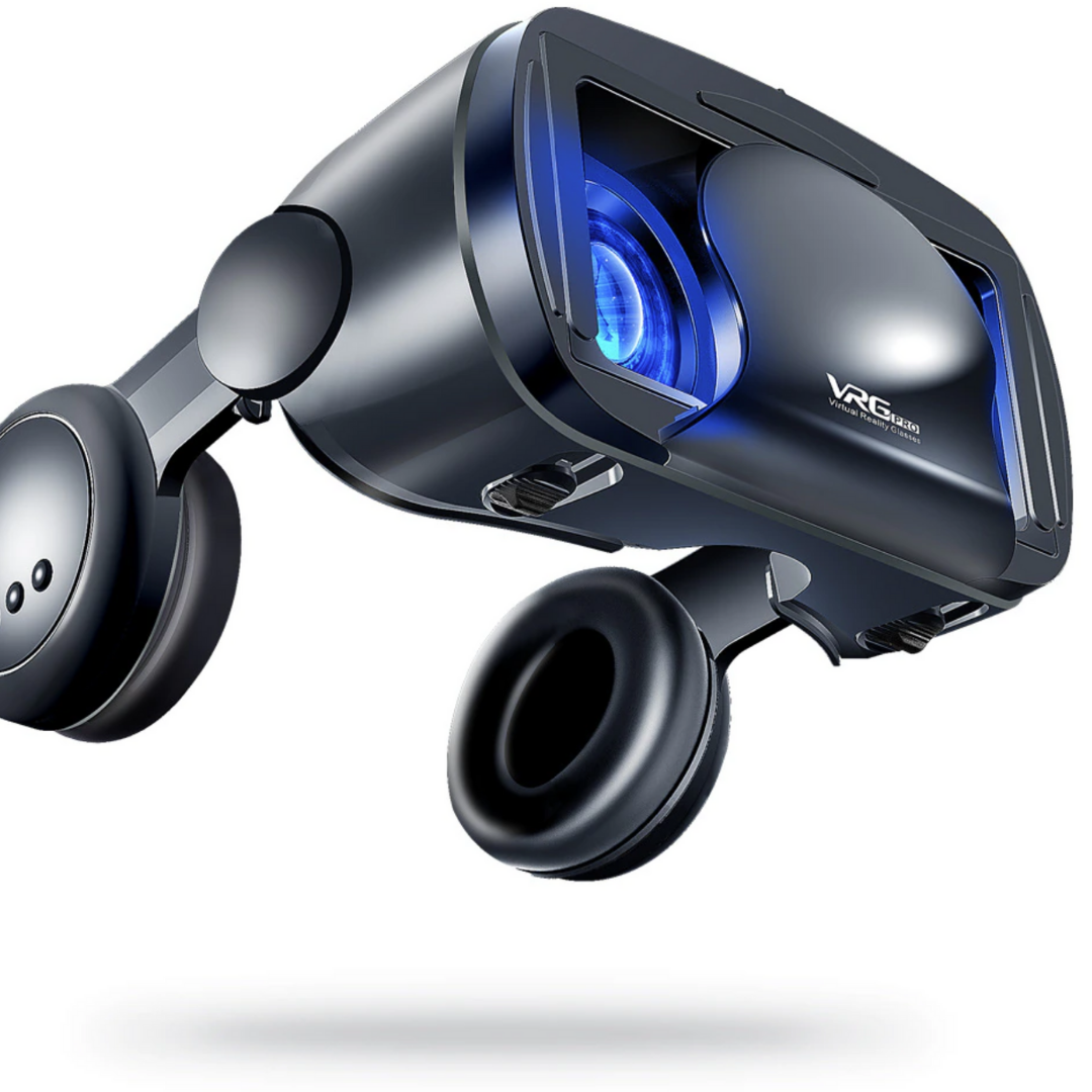 VR Headset with Built-in Headphones – Adjustable Lenses, Broad View & Universal Phone Support | Immersive 3D Experience for Smartphones