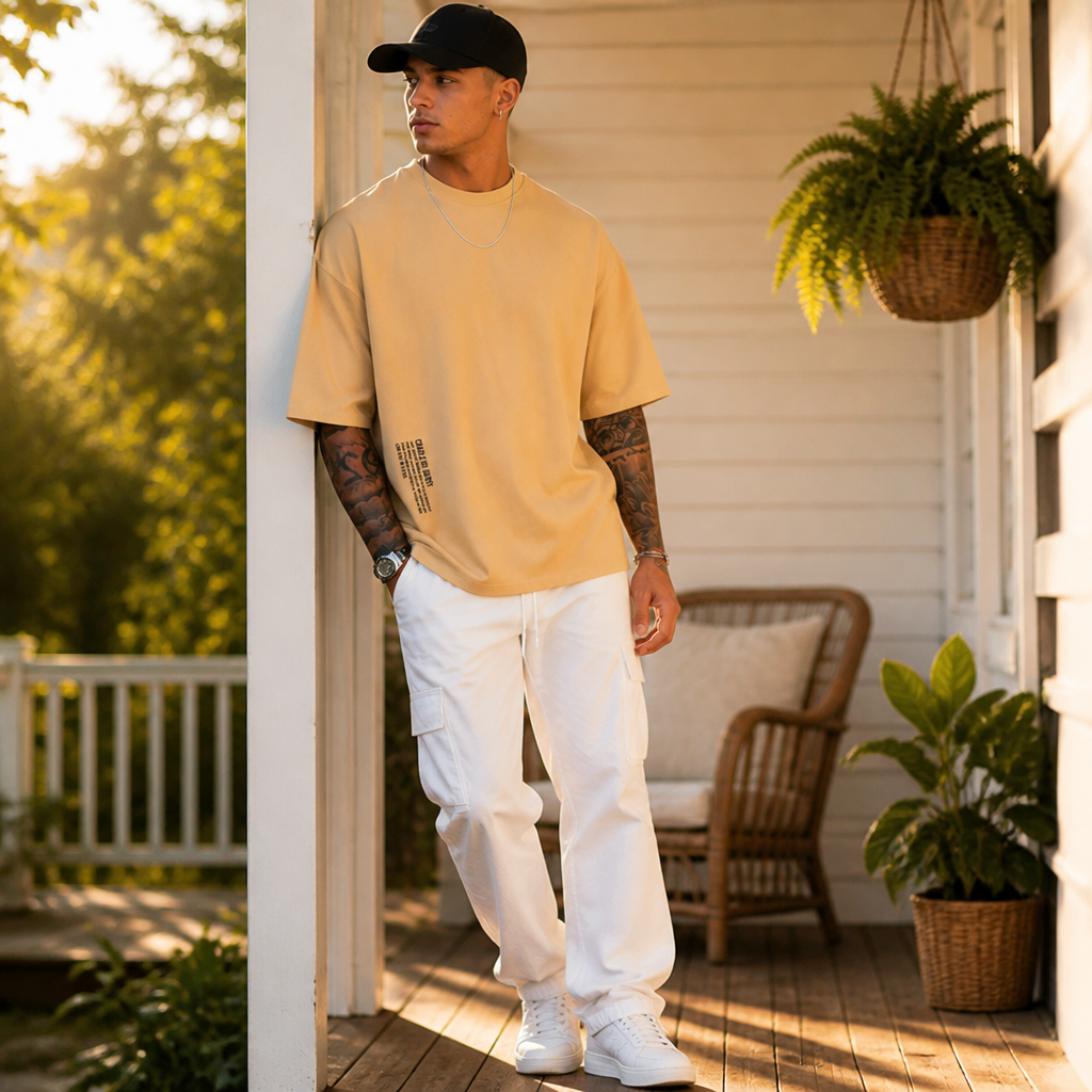 Vanguard™ – Relaxed Oversized Tee with Signature Script Detailing