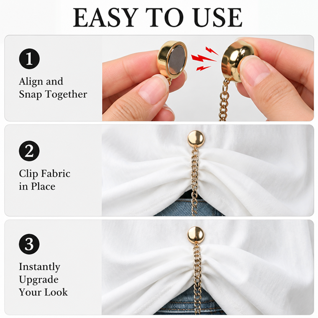 VeroLuxe™ Magnetic Clothing Clips — Instantly Transform Your Fit with Effortless, Damage-Free Style