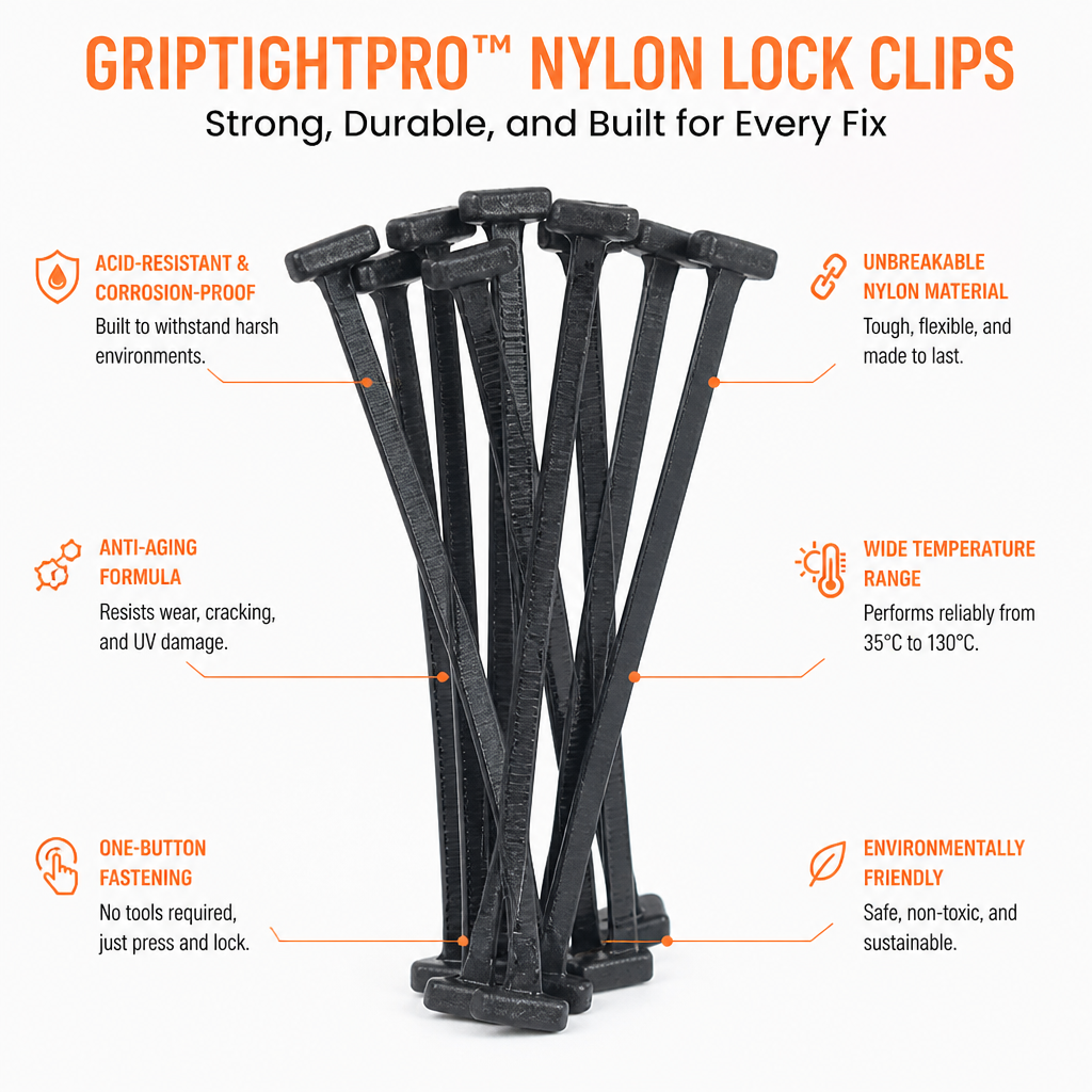 GripTightPro™ Nylon Lock Clips — Snap-On Strength That Ends Your Car’s Rattling Nightmare