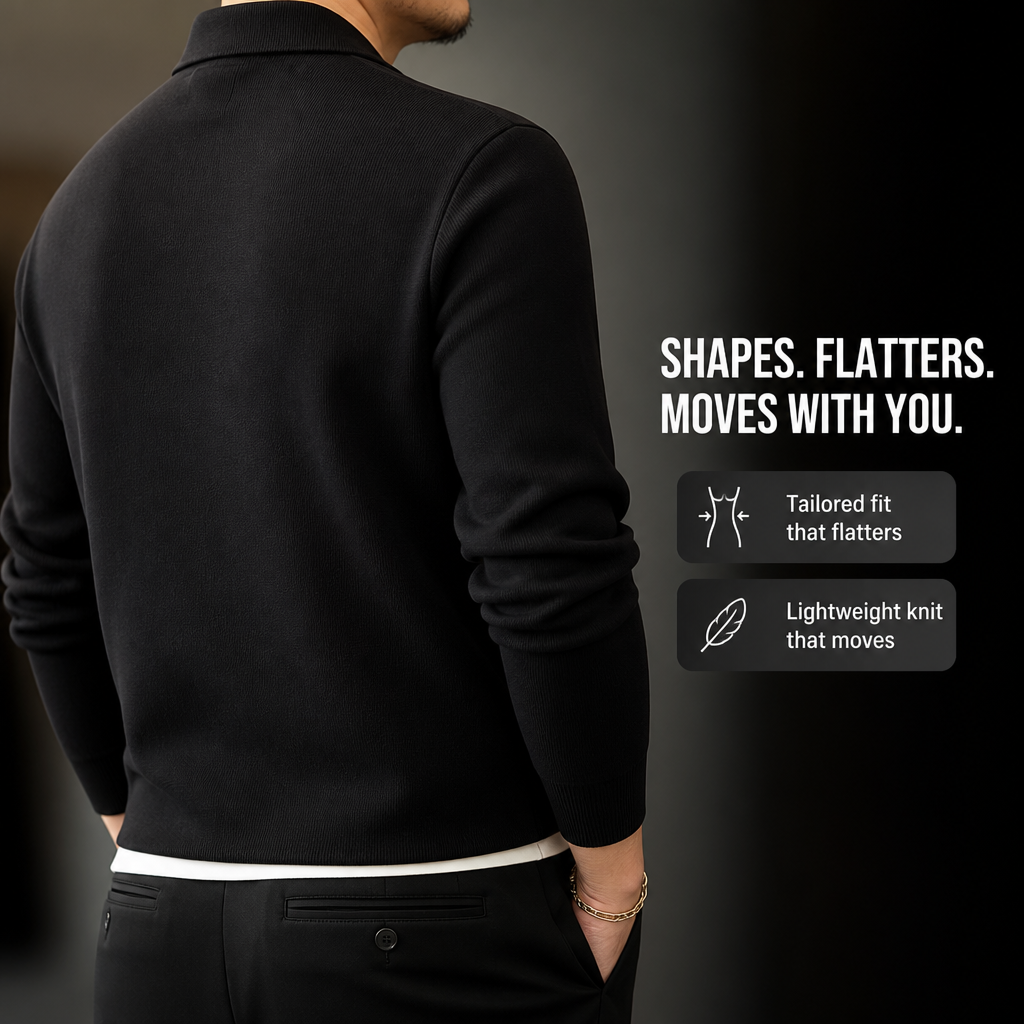 ValorWeave™ – Tailored Knit Polo with Spread Collar & Button Placket