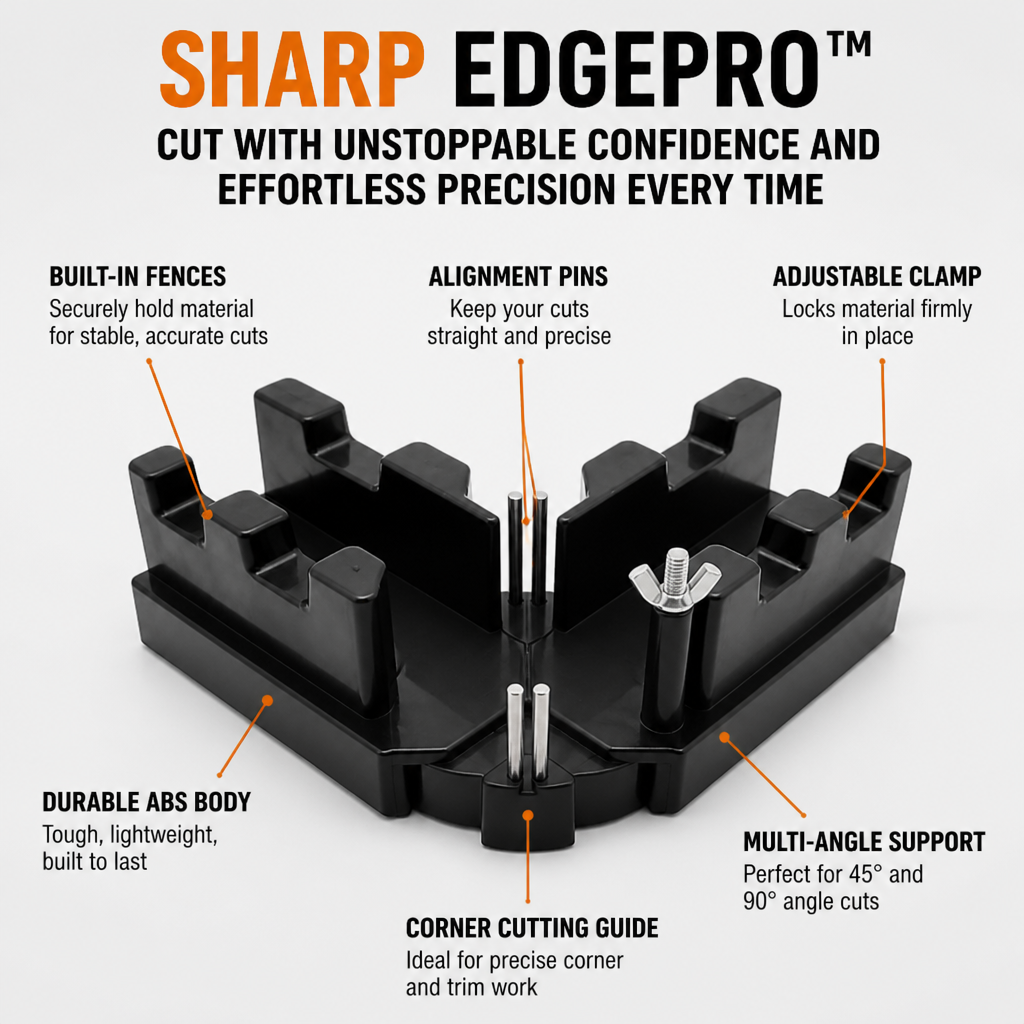 SharpEdgePro™ — Clamp, Guide & Cut Flawless Trim Corners Without a Power Saw