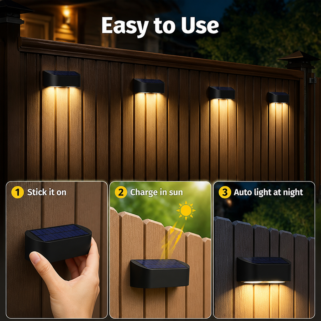 RadiantRay™ Solar Fence Lights — Transform Your Nights with Endless Color and Effortless Glow