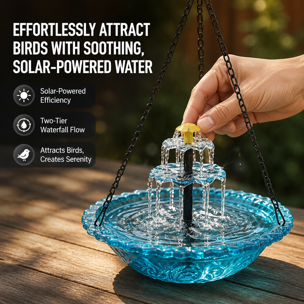 SunLure™ Cascade Fountain — Transform Your Garden into a Peaceful Bird Paradise with Effortless Sun-Powered Magic