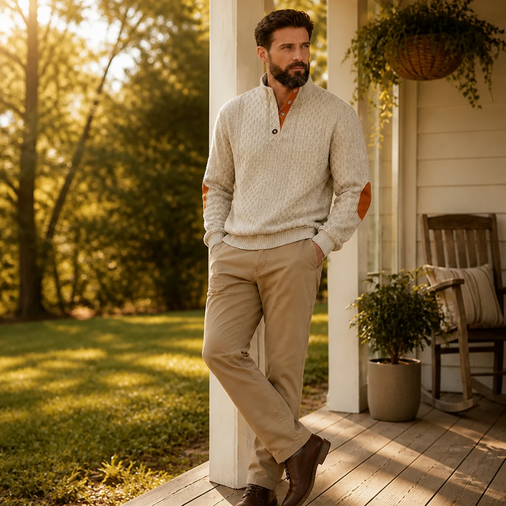 VeroLux™ Jacquard Collar Sweater — Command Every Room with Rugged Comfort and Sharp Style