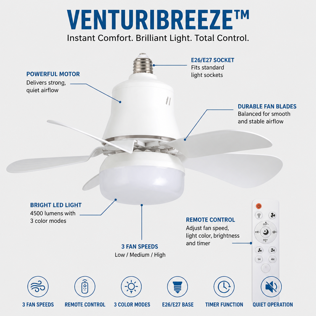 VenturiBreeze™ — Instantly Command Cool Air and Brilliant Light Without the Hassle