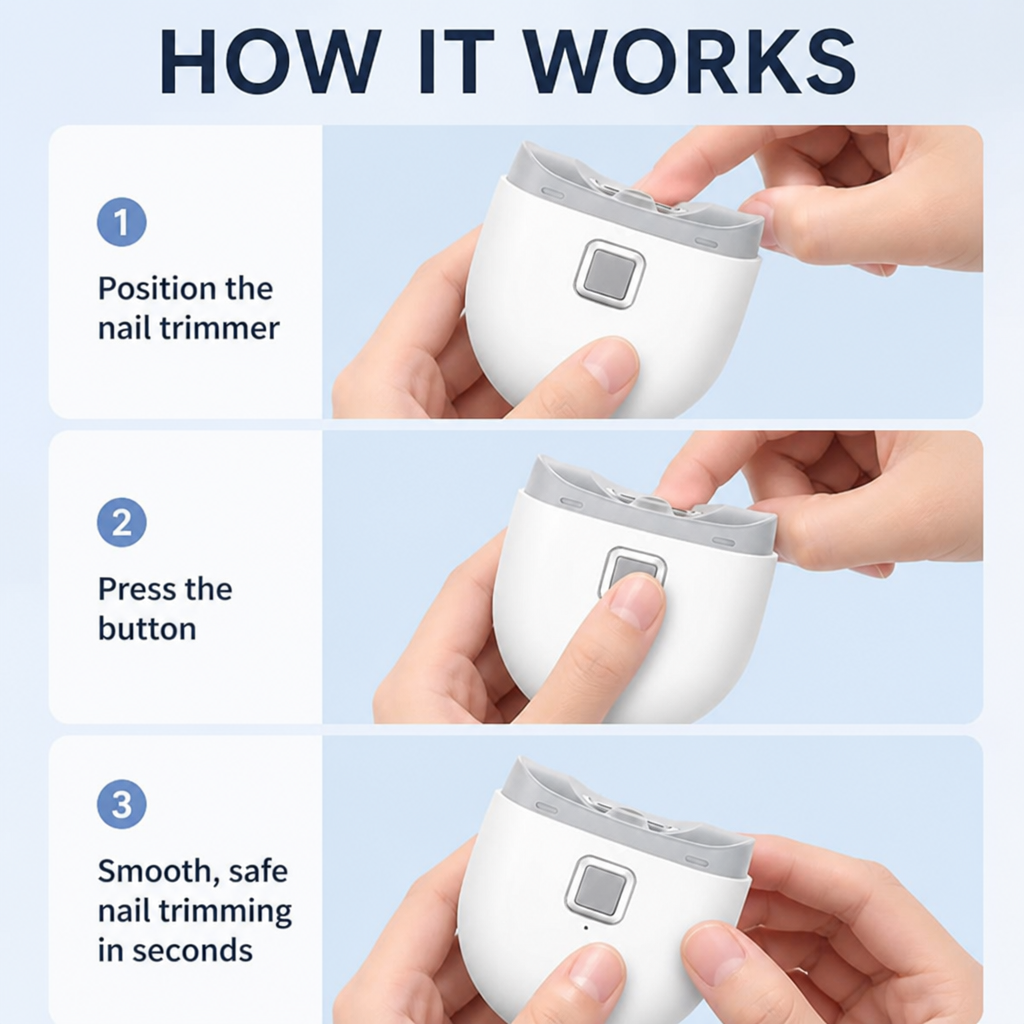 QuietTrim™ — Finally, Stress-Free Nail Care That Keeps Every Finger Safe and Clean