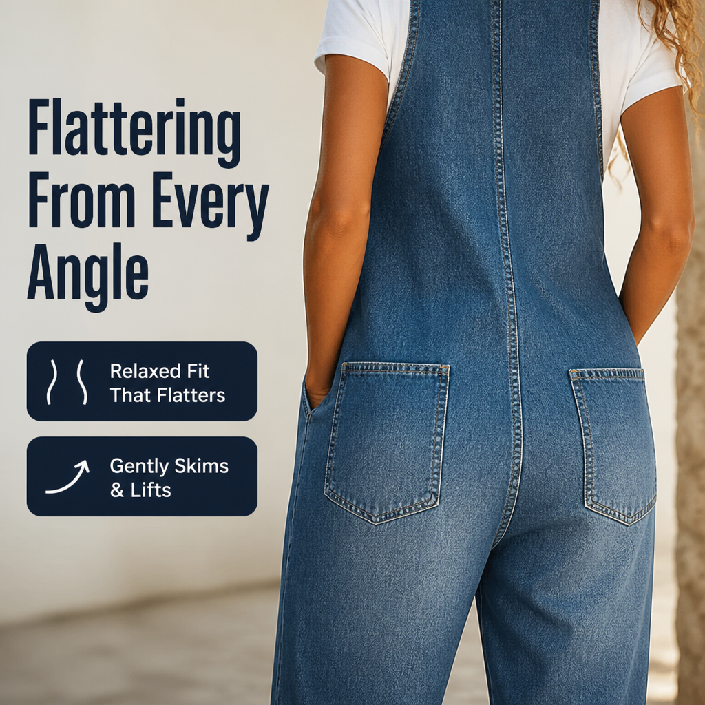 VelaStream™ – Relaxed Button-Front Denim Jumpsuit with Roomy Pockets