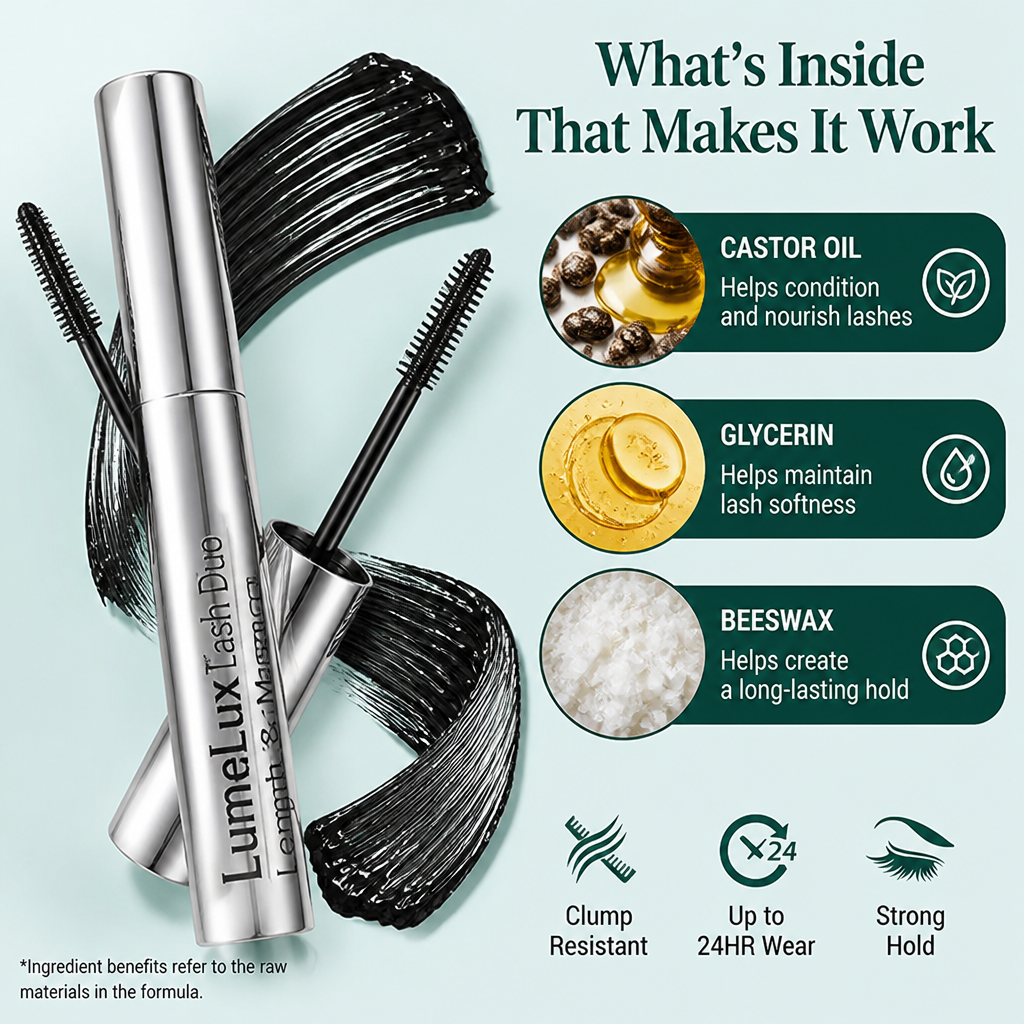 LumeLux™ Lash Duo — Lengthen, Lift & Hold Your Lashes 24 Hours, Clump-Free