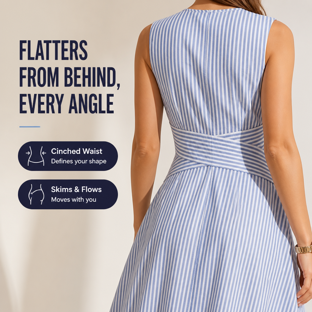 AzureLuxe™ Wrap Waist Midi Dress — Turn Heads with Effortless Cool Confidence
