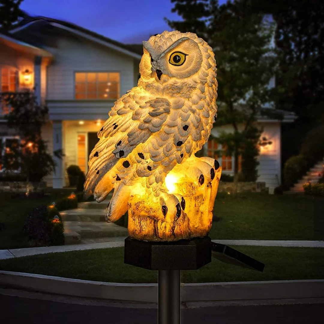 Solar Garden Light in Owl Design for Outdoor Pathways and Ambience