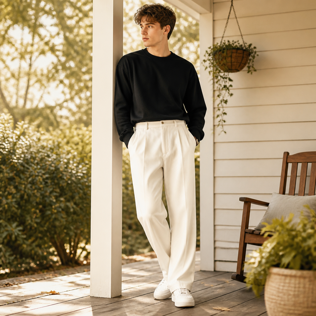 Marcello™ – High-Waisted Pleated Tailored Trousers with Relaxed Straight Leg