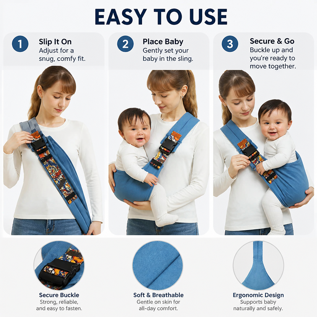 GlideNest™ BabySling — Feel the Joy of Hands-Free, Hug-Like Comfort Every Step of the Way