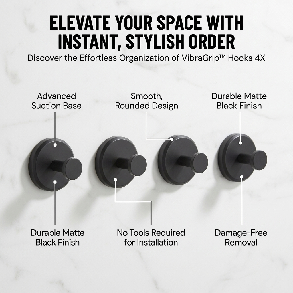 VibraGrip™ Hooks 4X — Transform Clutter into Instant, Stylish Order Without a Single Nail