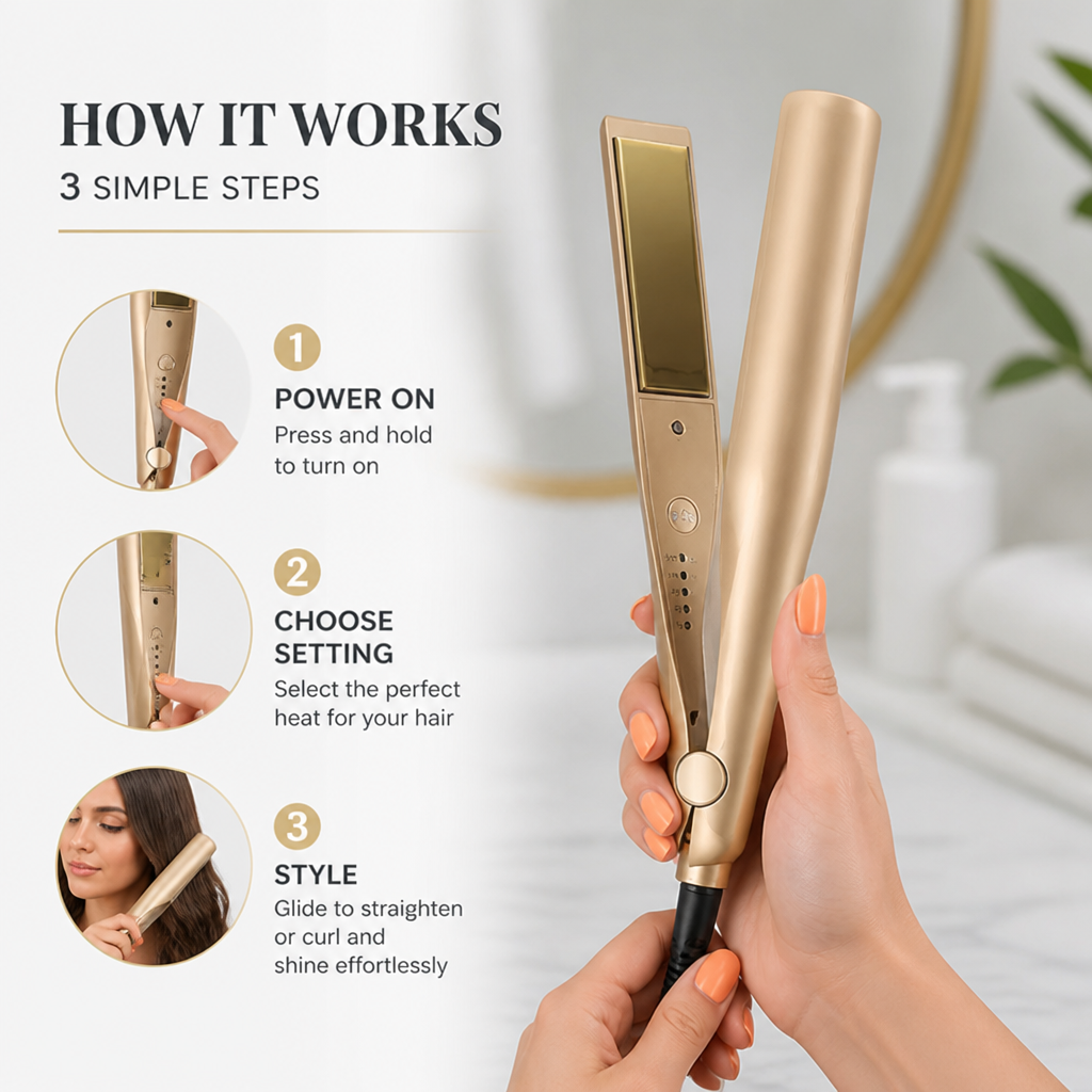 VeronaLuxe™ — Straighten, Curl & Shine With One Gold Wand in Minutes