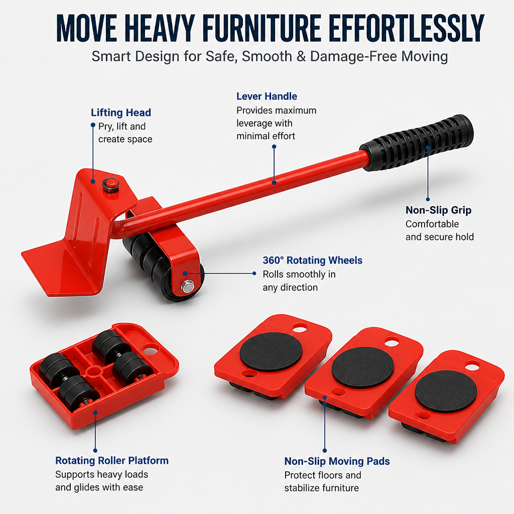LiftEasePro™ — Move Heavy Furniture Effortlessly Without Pain or Damage