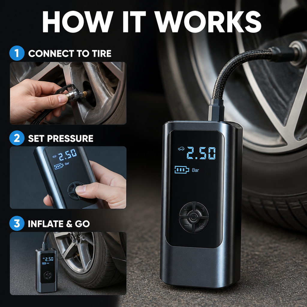 PowerPulse™ Portable Air Compressor — Take Control of Every Journey with Lightning-Fast, Worry-Free Tire Power