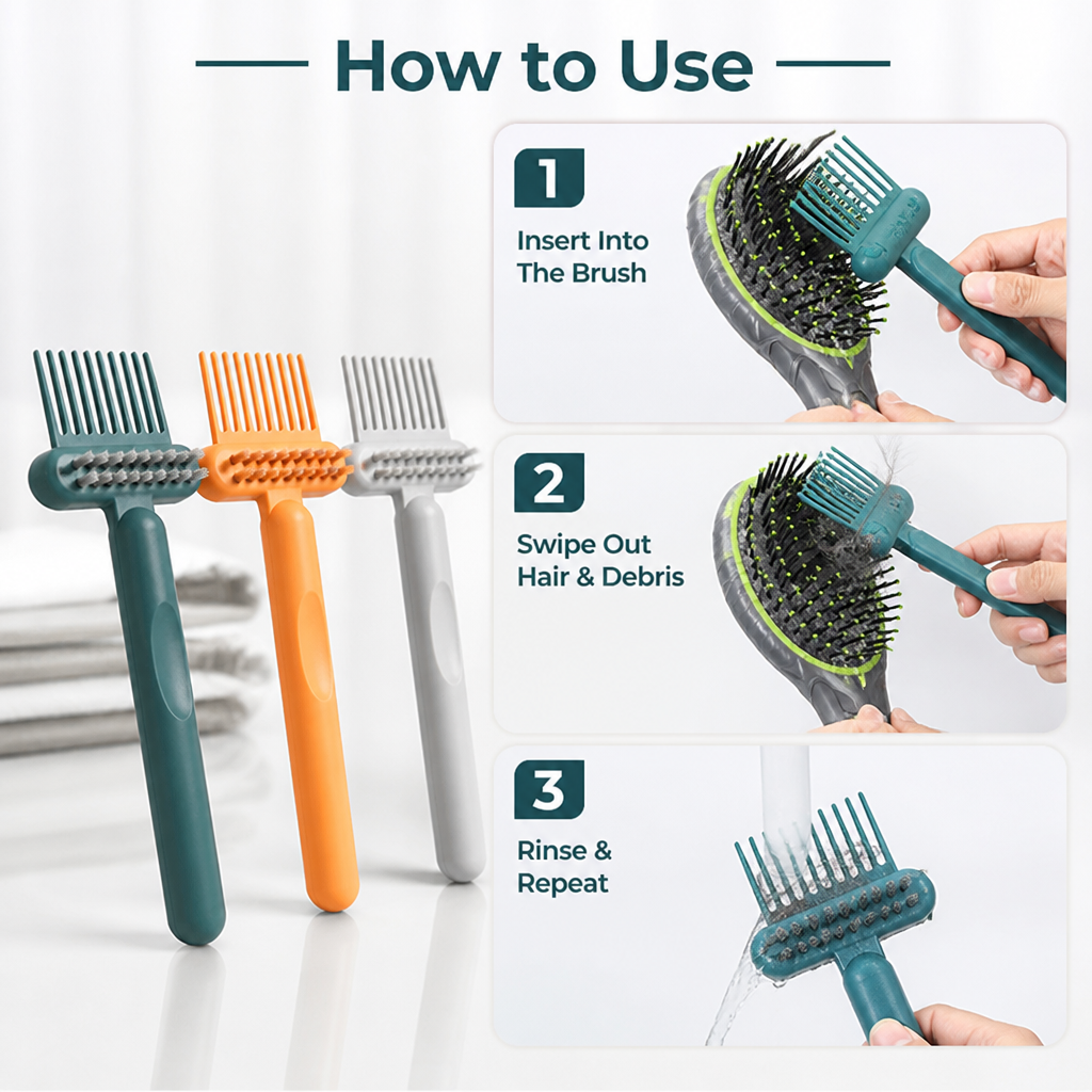 SwiftSheen™ 2-in-1 Hairbrush Cleaner — Effortless Brilliance for Pristine, Healthy Brushes Every Time