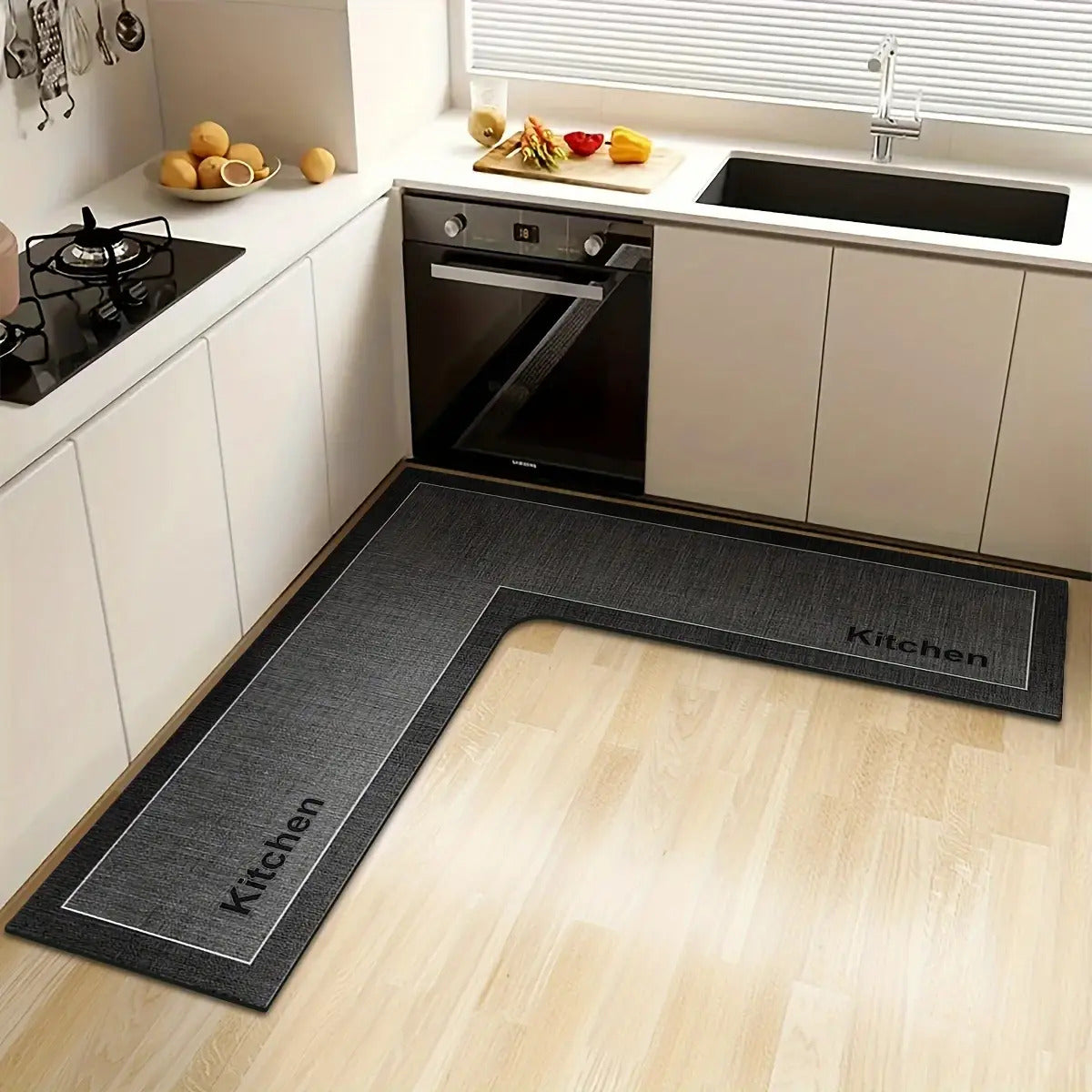 Non-Slip L-Shaped Kitchen Mat – Highly Absorbent