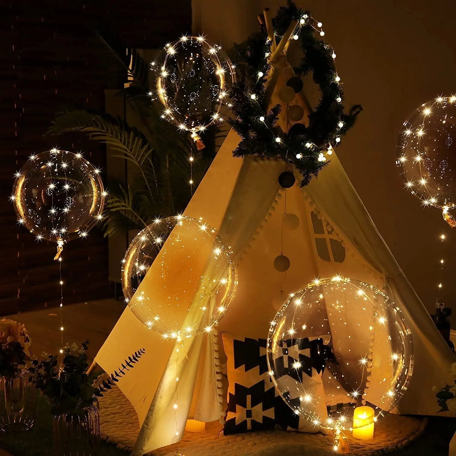 Balloon Set with 10 Pieces | Warm White Glow Ambience | Battery Powered | LumiGlobe