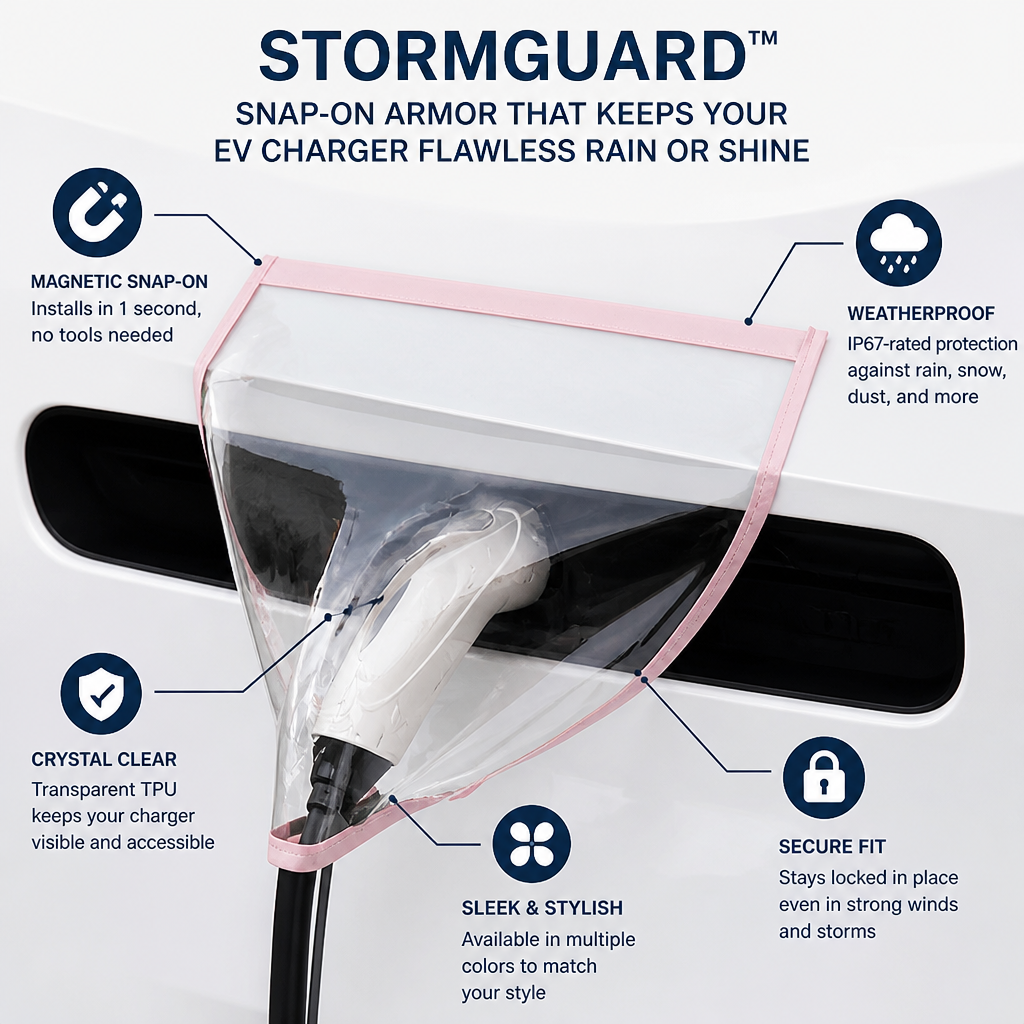 StormGuard™ — Snap-On Armor That Keeps Your EV Charger Flawless Rain or Shine