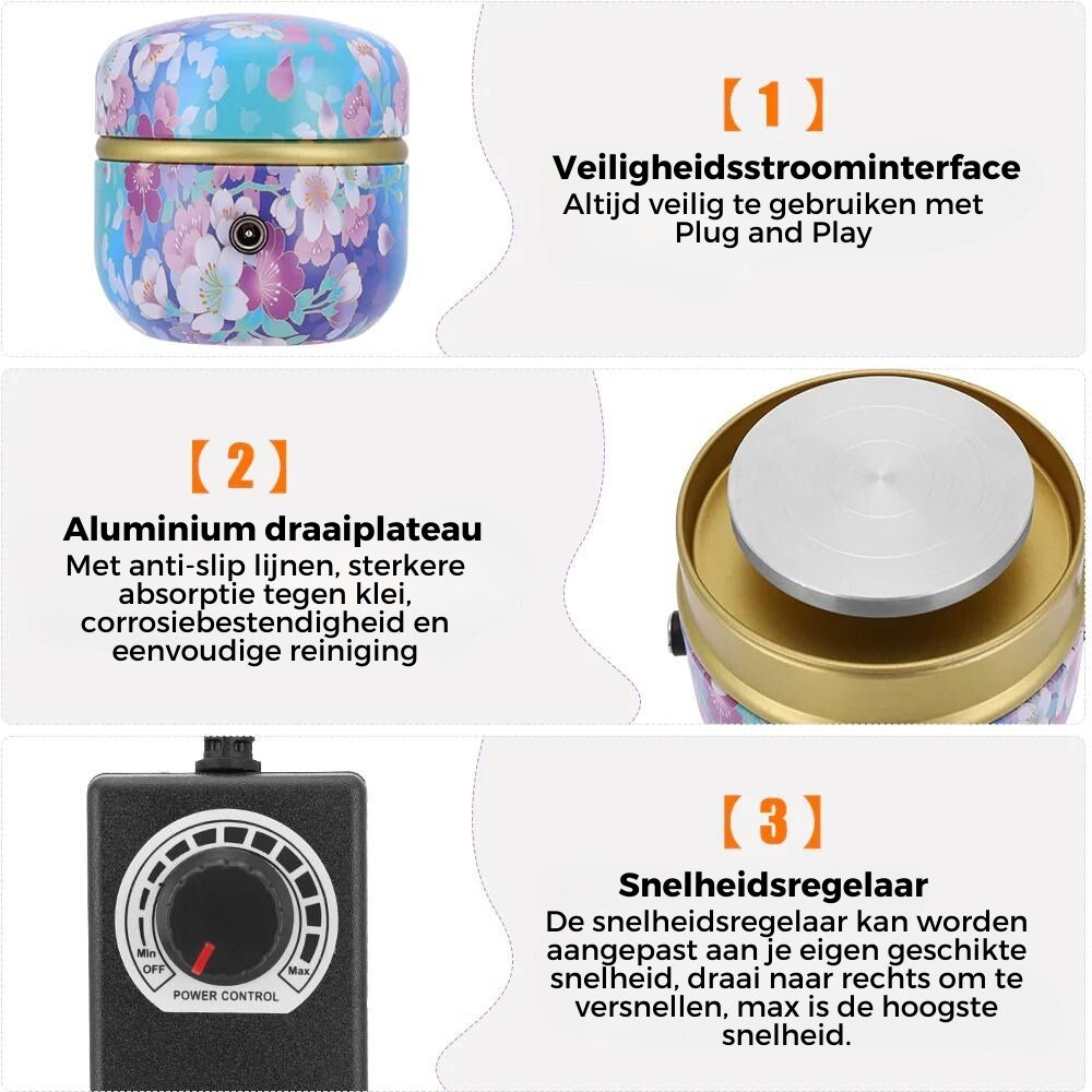 ClayMuse™ Mini Pottery Wheel — Unleash Your Inner Artist with Silent, Safe, and Effortless Creativity