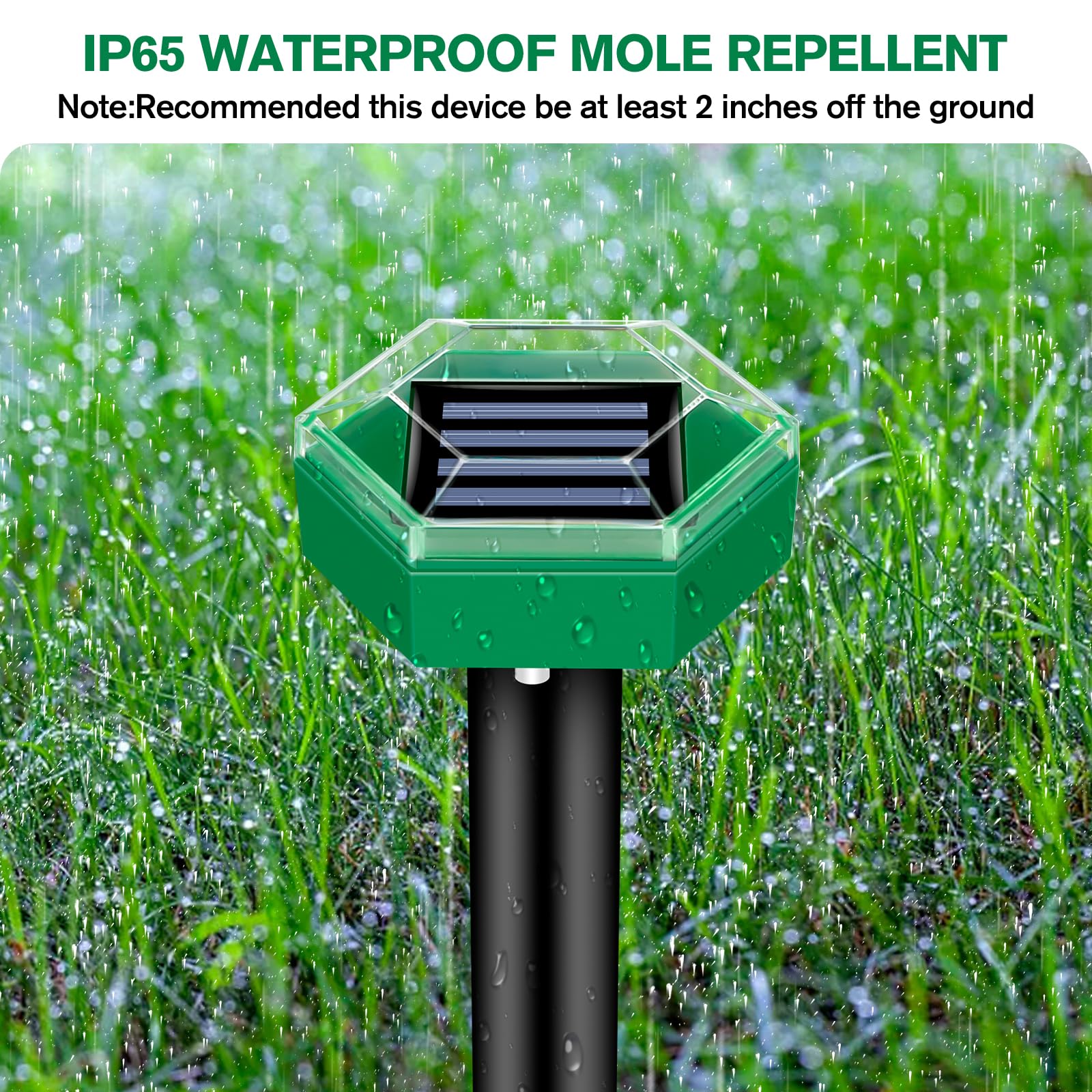 Mole Deterrent 4-Pack | Solar-Powered and Weather-Resistant | Simple Setup | MoleSilent