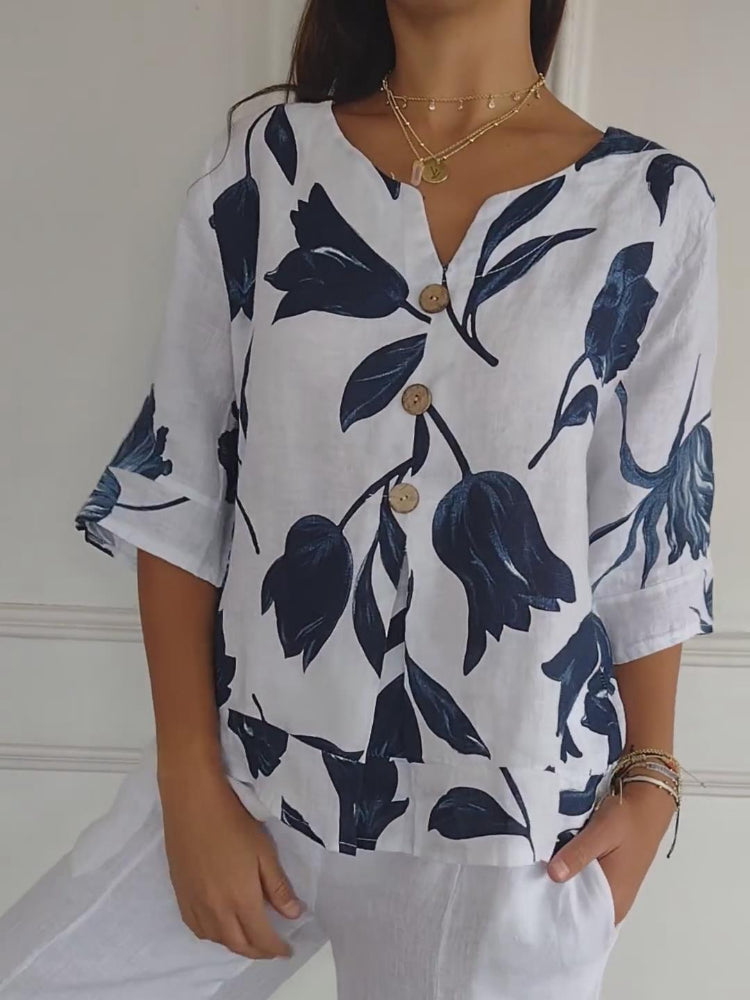 ZephyraLuxe™ Linen V-Neck Top — Stay Cool, Fresh, and Flawlessly Confident All Day