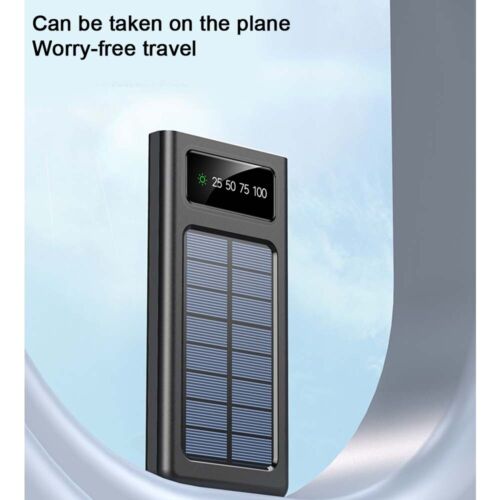 Solar Charger 30000mAh with 4 USB Ports and Integrated Cables