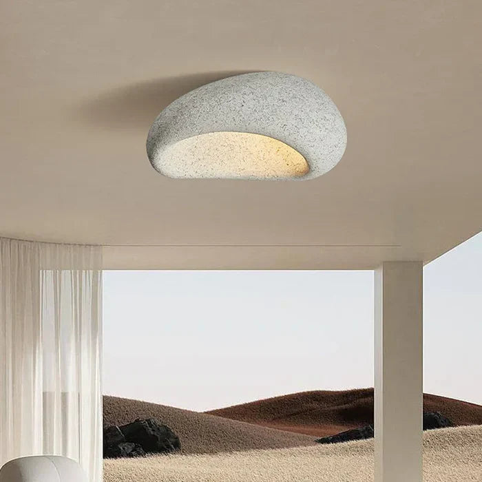 Wabi Sabi Ceiling Light – Gentle Warm Glow with Natural Stone Finish