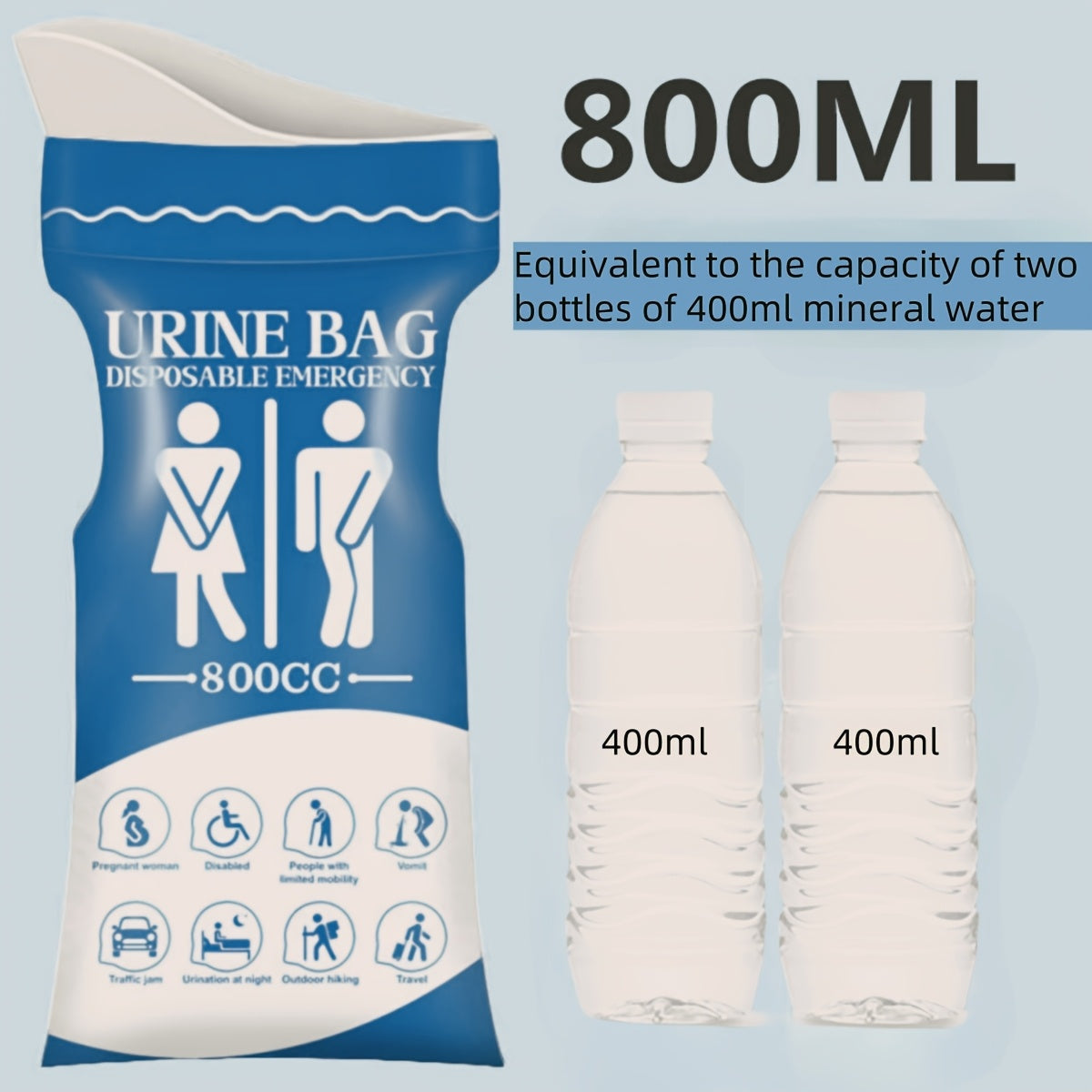 Disposable Urine Bags 800 ml for Car & Travel
