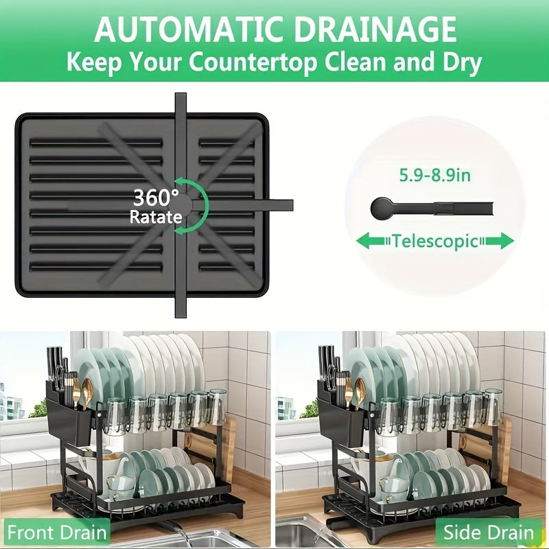 Two-Tier Draining Rack with Drainage System