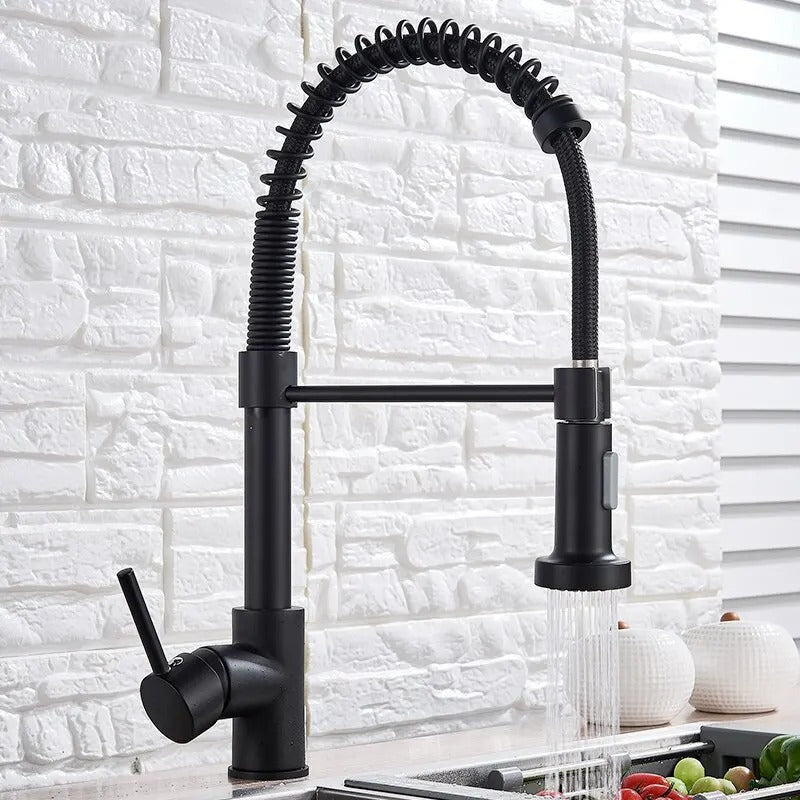 Matte Black Kitchen Faucet with 360-Degree Swivel Design