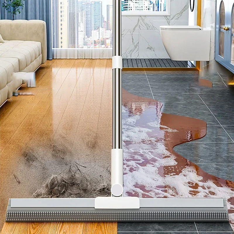 Floor Mop with Rubber Lip and TPE Bristles