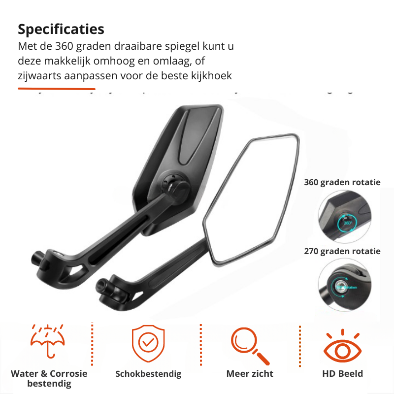 360° Bike Mirror with Handlebar Mount