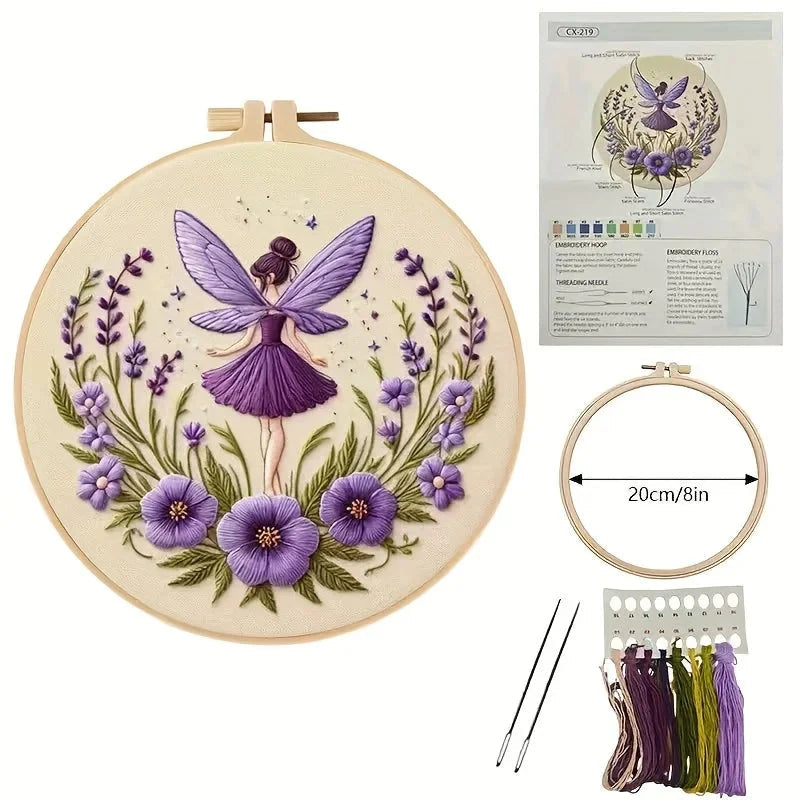Embroidery Kit Fairy Girl | Pre-Printed Pattern | Instructions and Video Tutorials | CraftLuna
